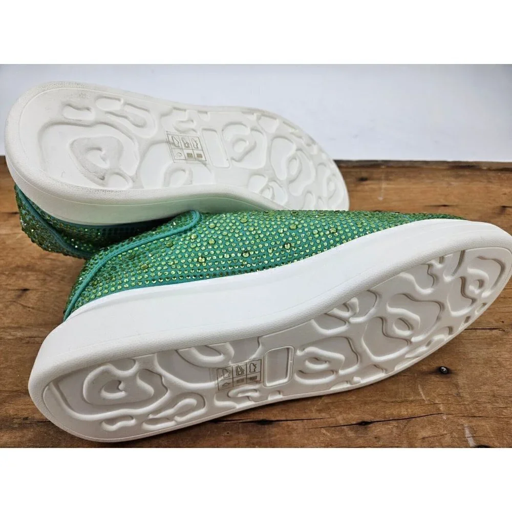 New J75 by Jump Slick Sneakers Mens US 8 Green Rhinestones